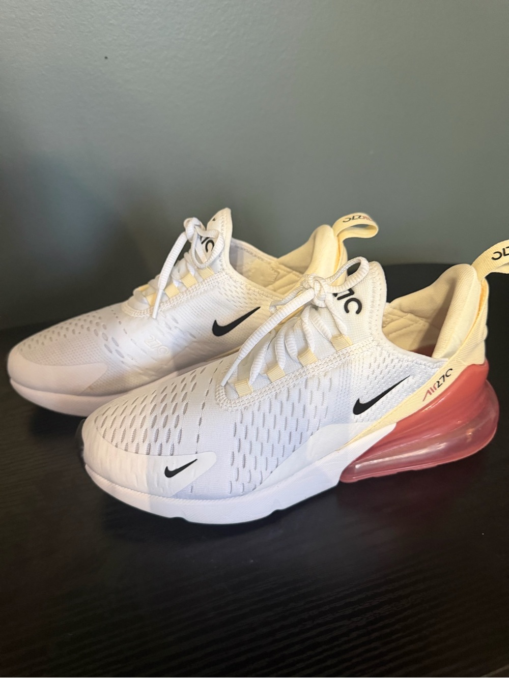 Nike Kids Air Max 270 White with Pink Heel Accent
